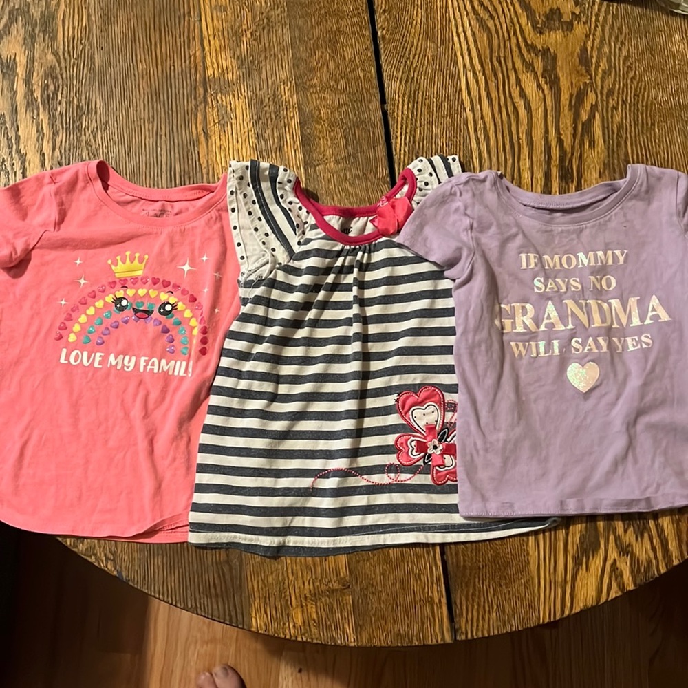 3 Kids Girls Short Sleeve Shirts 4T